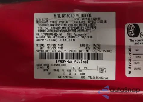 2013 Ford Mustang V6 from USA, damaged, VIN 1ZVBP8EM7D5224564